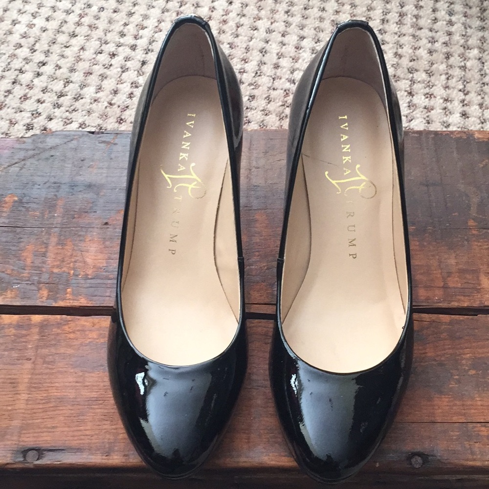 Ivanka Trump Sophia black patent pumps